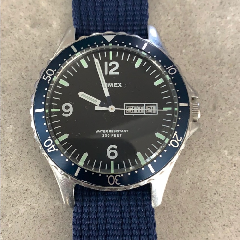 Timex for J Crew Blue Stainless Steel Watch